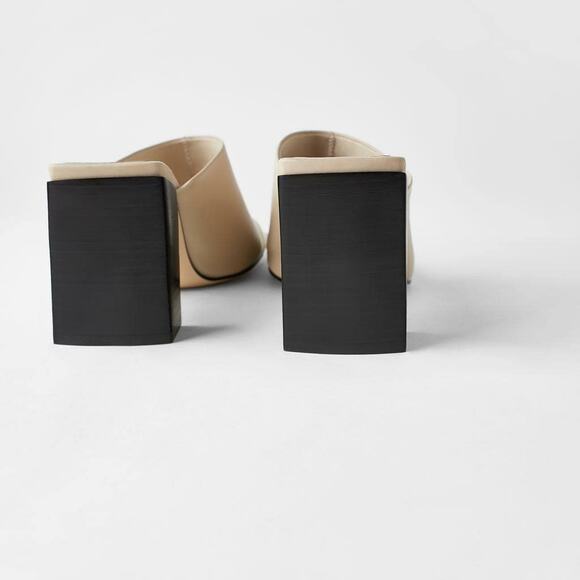 ZARA Women's Leather Block Heel Mules Size 41/U - Picture 7 of 10